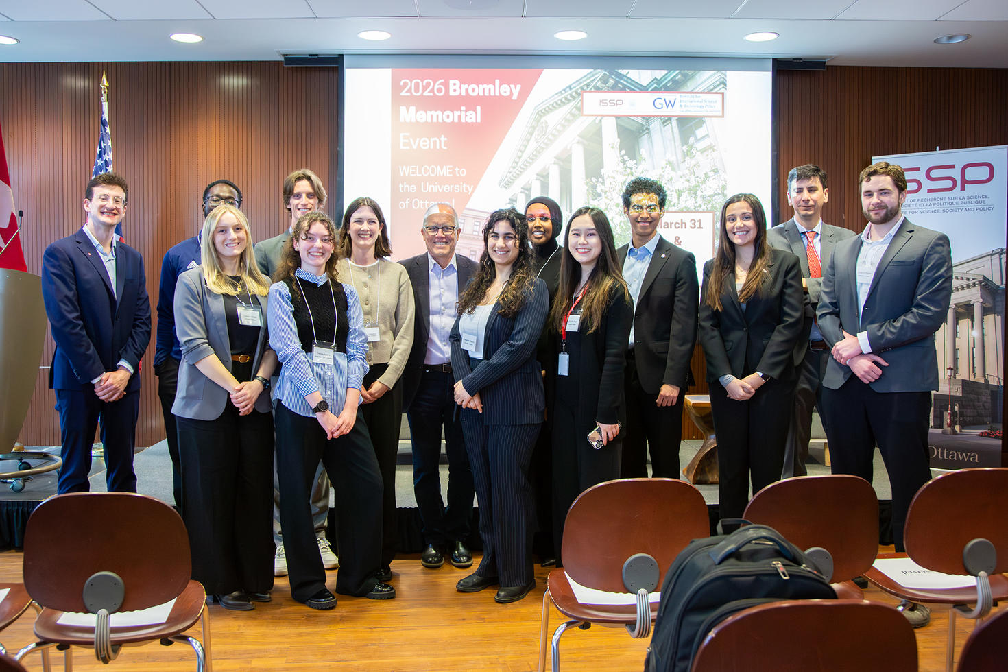 Group photo of Keynote and students at the Bromley Memorial Event