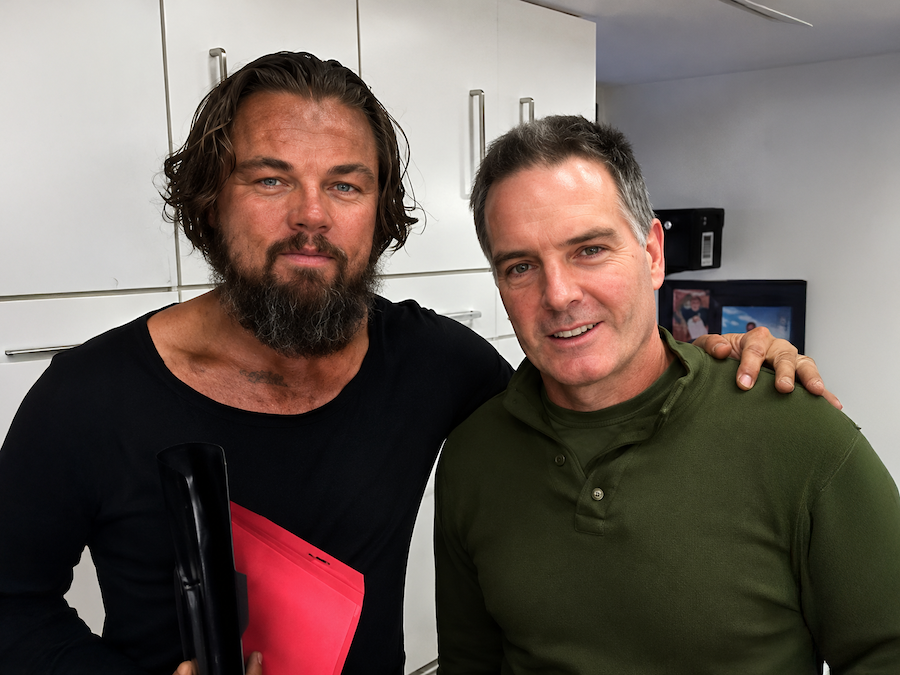 Dr. Andrew Kirkpatrick on the set of the Revenant with actor Leonardo DiCaprio in Calgary