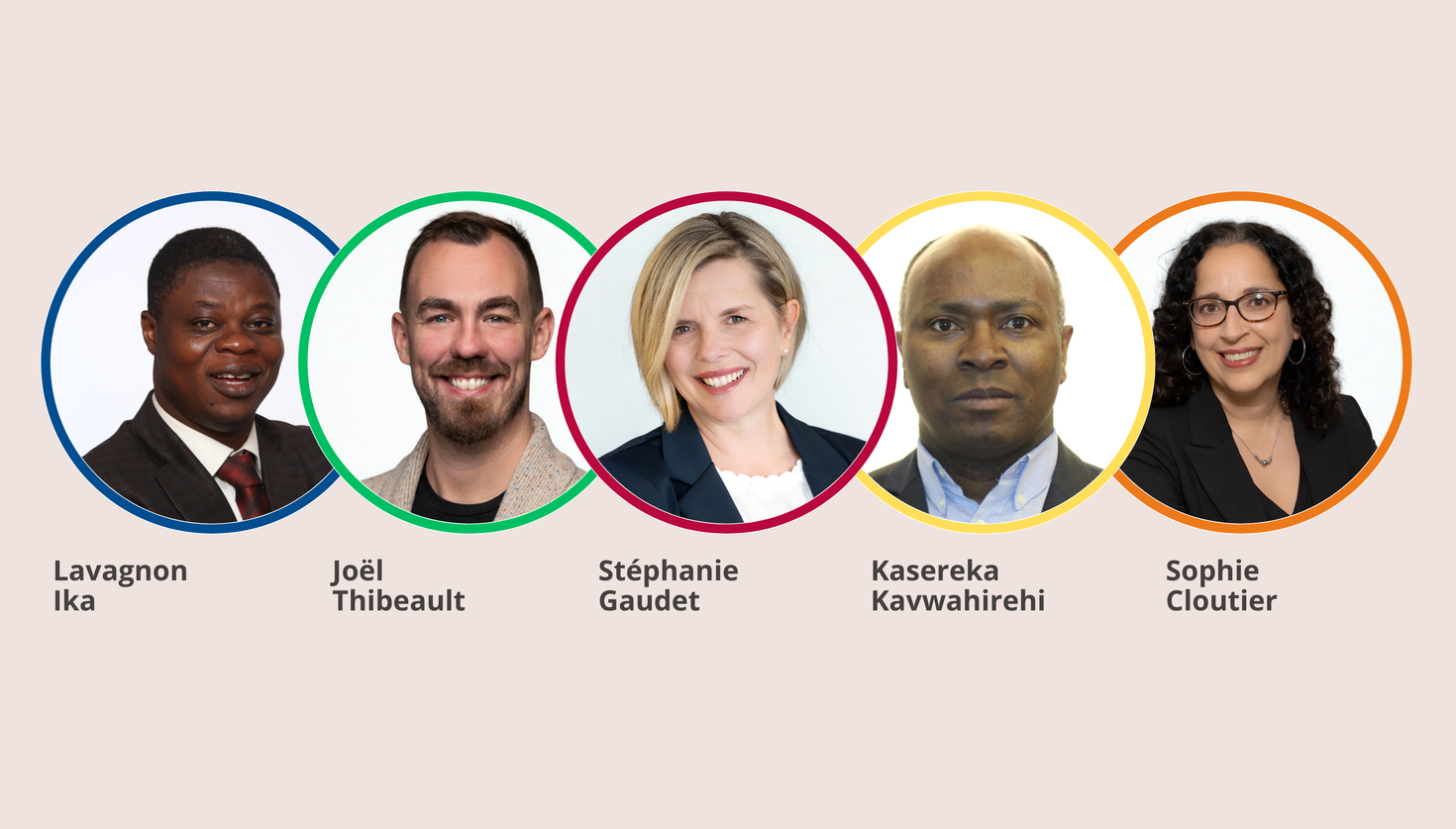 New chairs at CCRMF: Lavagnon Ika, Joël Thibeault, Stéphanie Gaudet, Kasereka Kavwahirehi and Sophie Cloutier