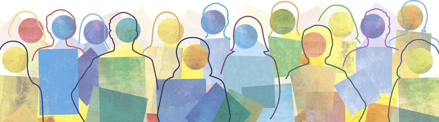 Colourful silhouettes representing diverse perspectives in health care.