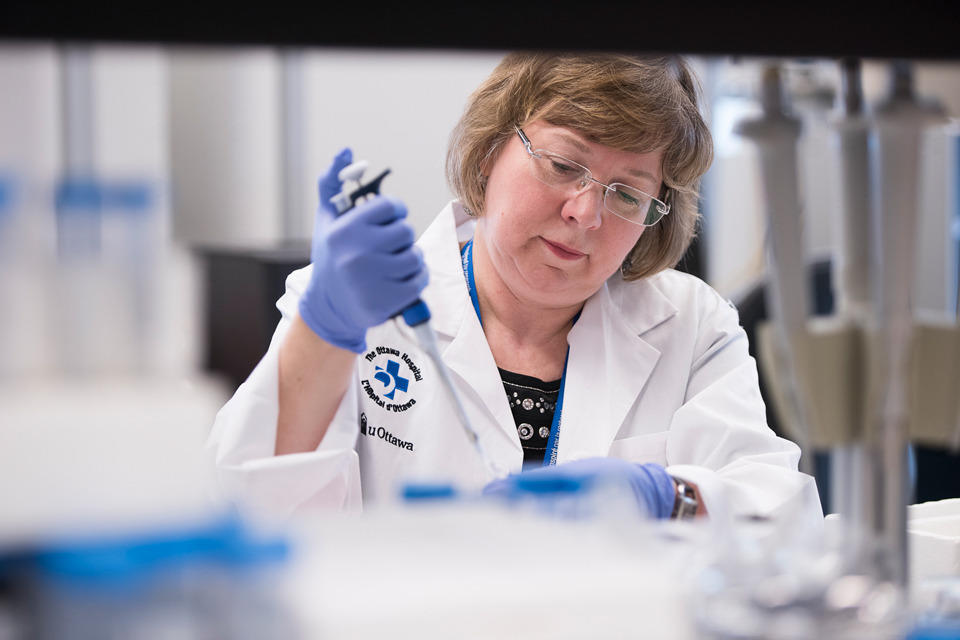 Dr. Barbara Vanderhyden in her laboratory.