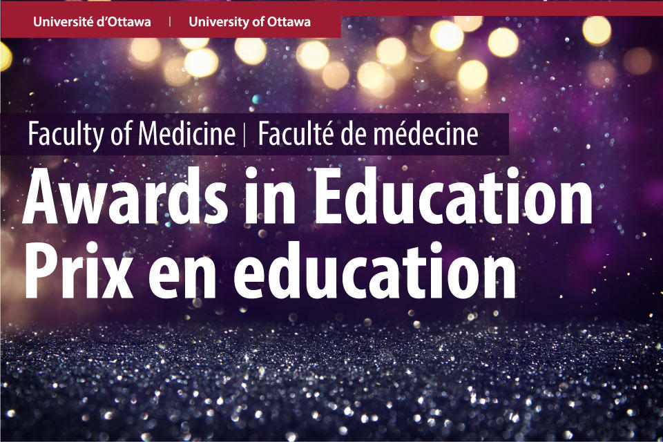 Graphic that says Awards in Education in English and French