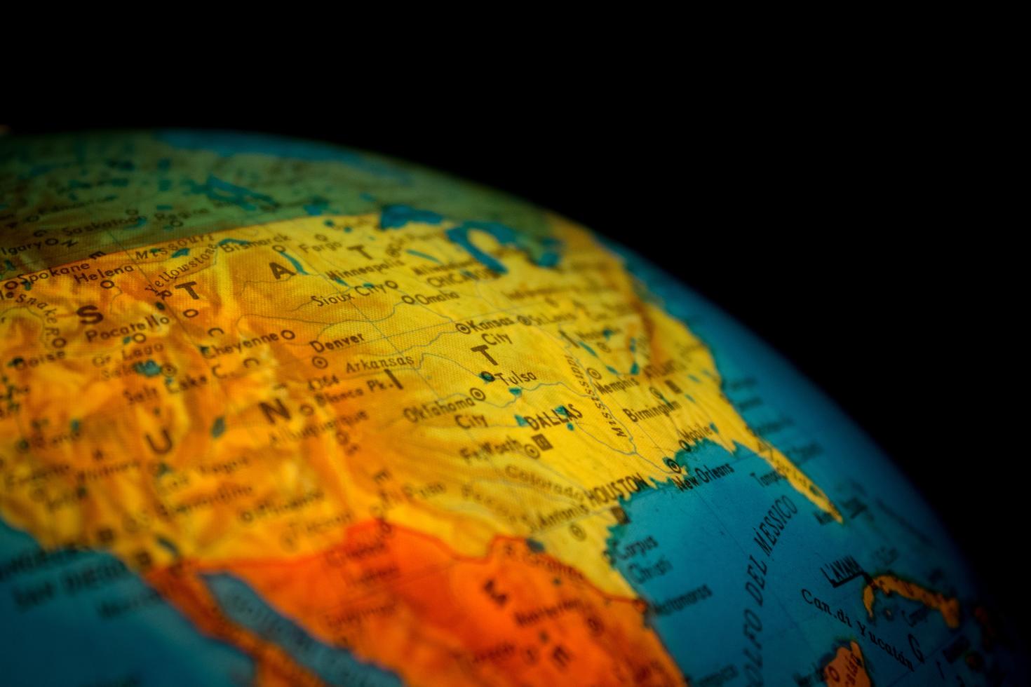 Close up on a globe