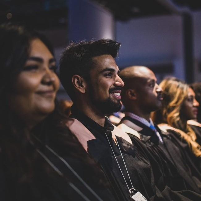 Row of students at convocation