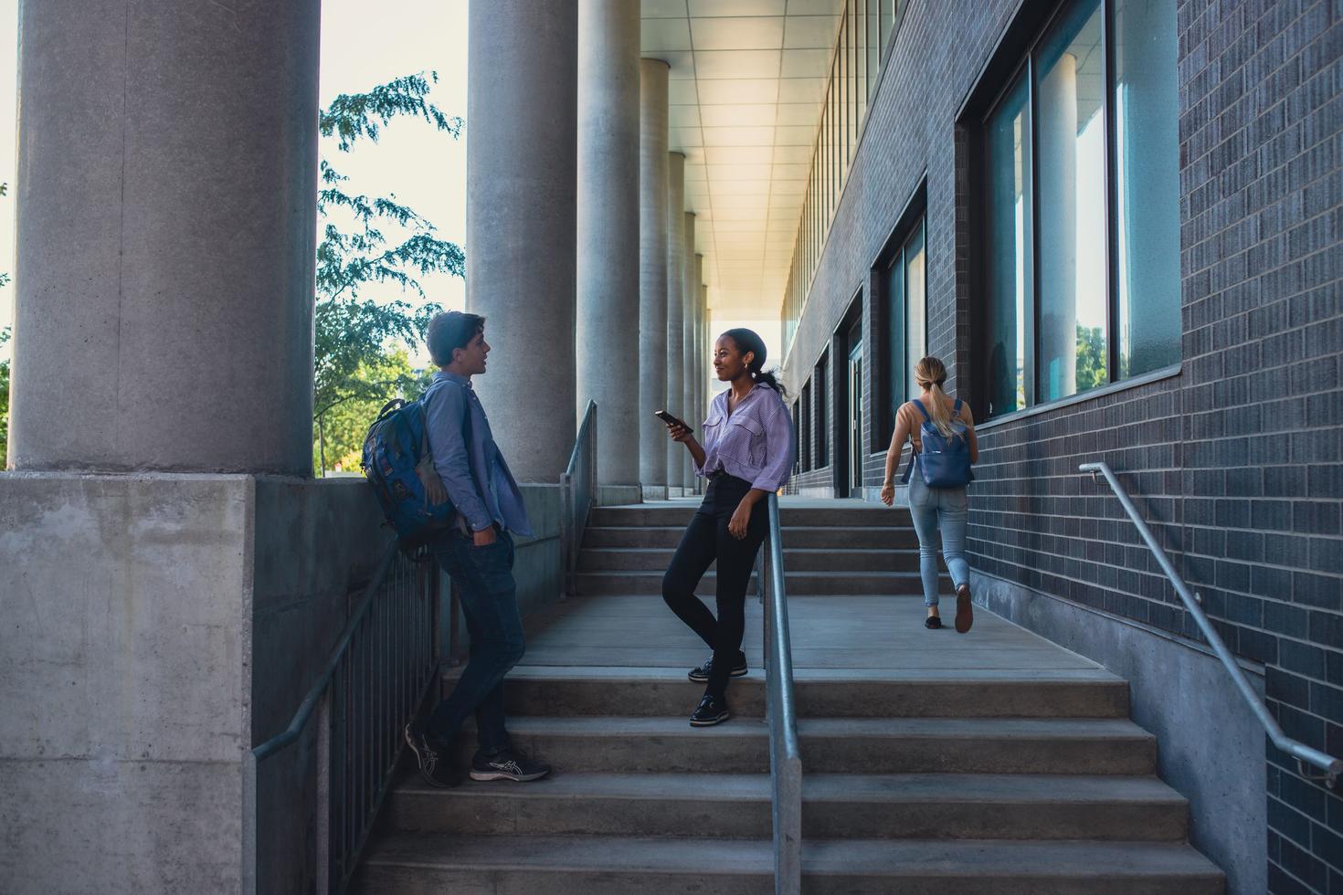 Students standing outside the STEM complex