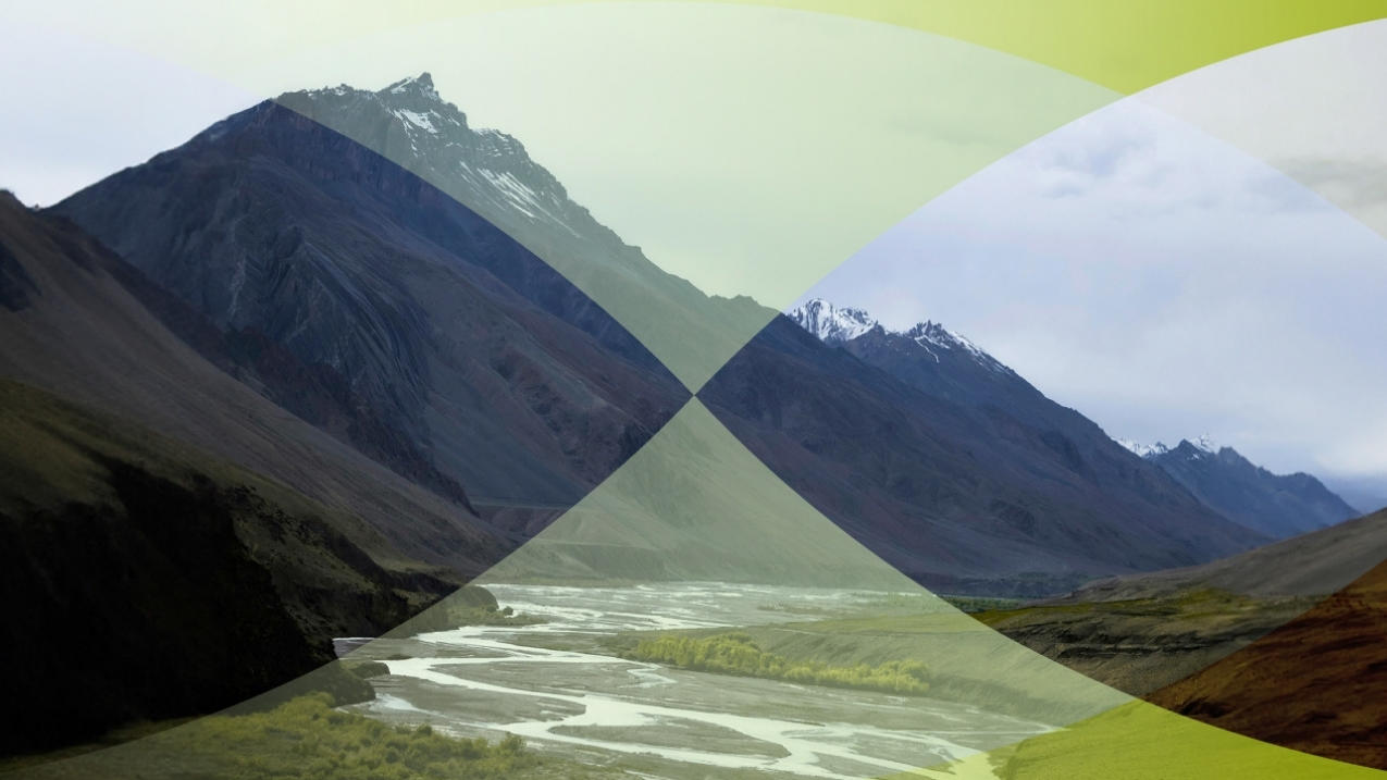 A mountain with simple graphics on top.