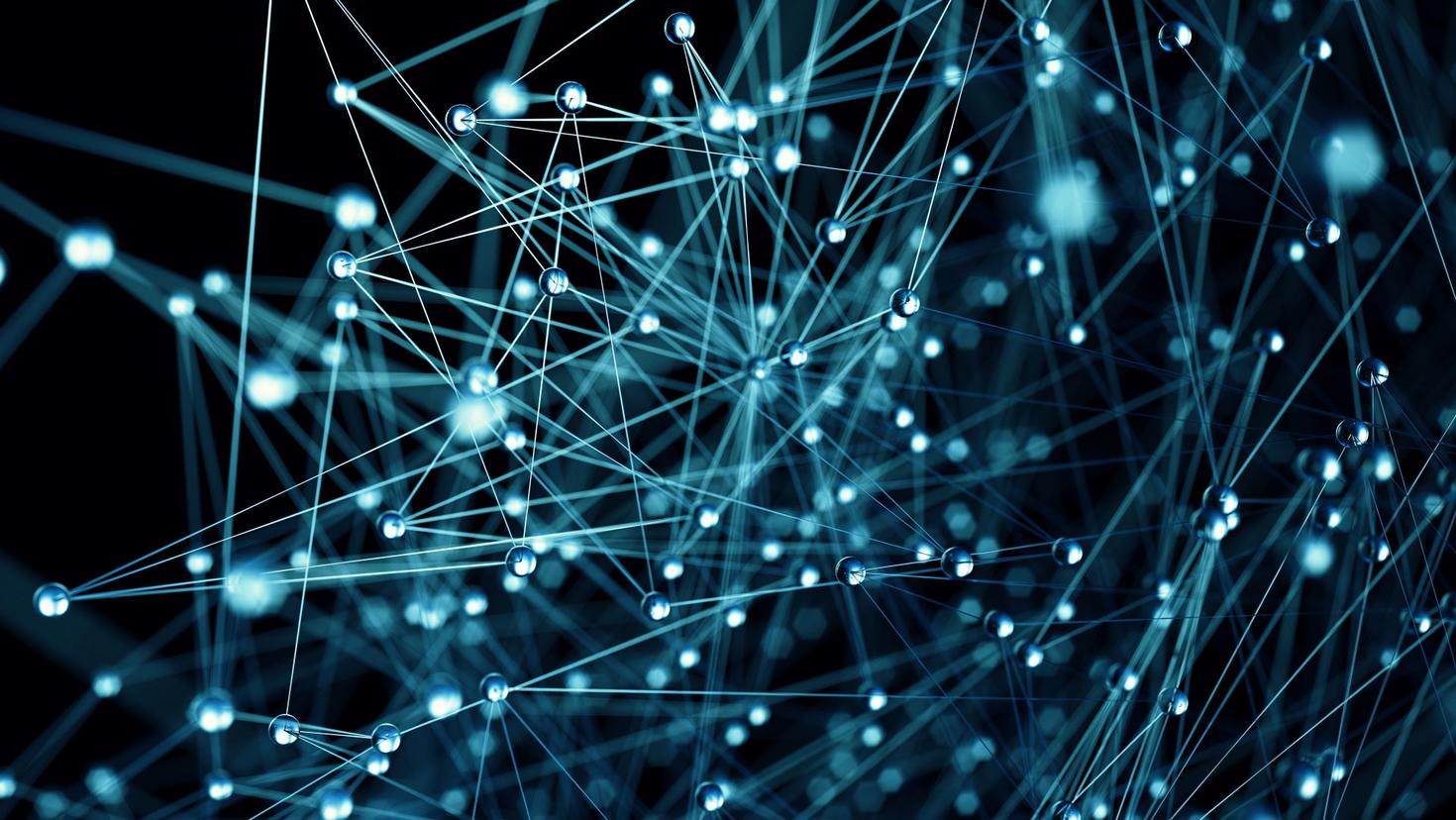 Molecular structure illustration close up blue background 