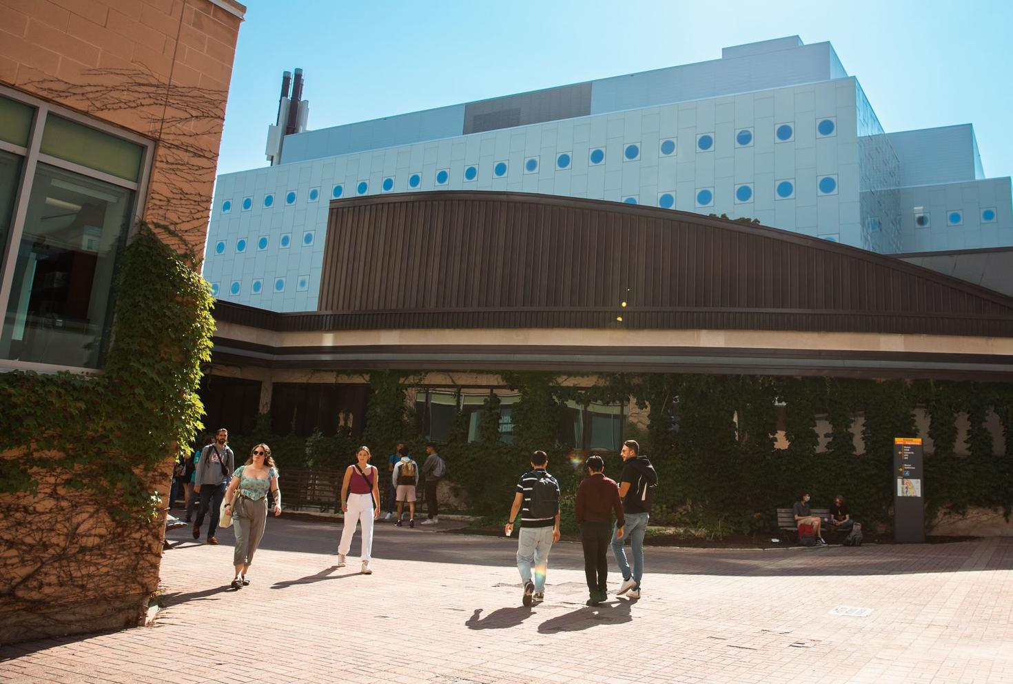 Students walking outside of Marion Hall
