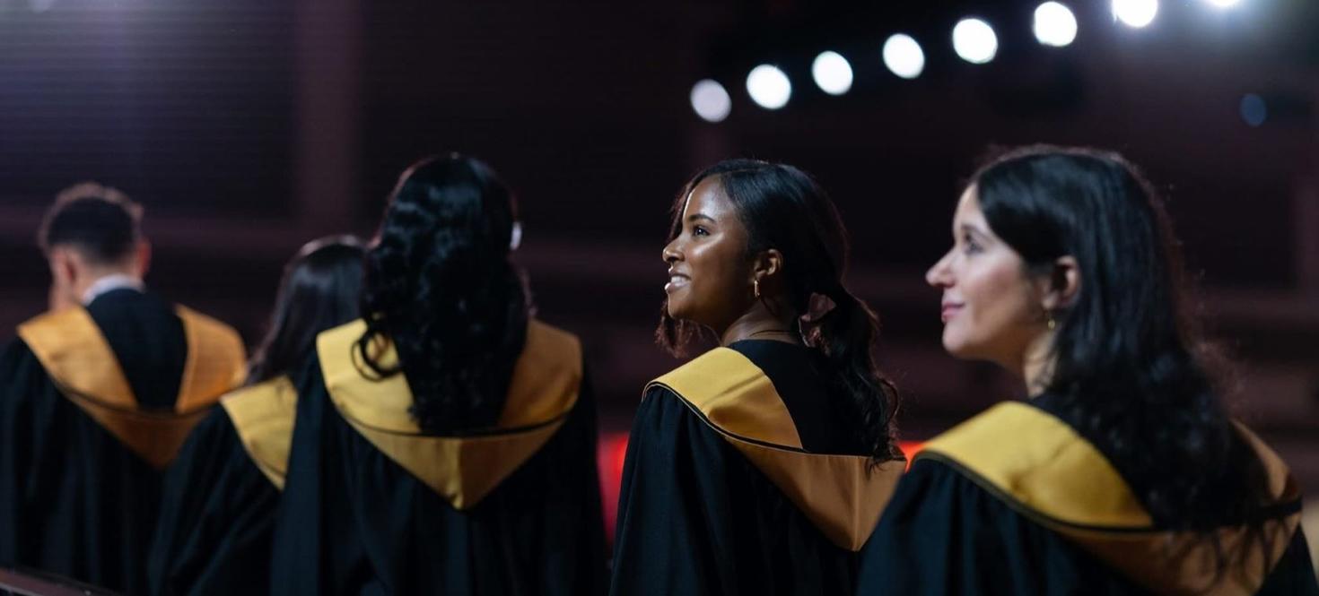 Row of students in their gown at convocation