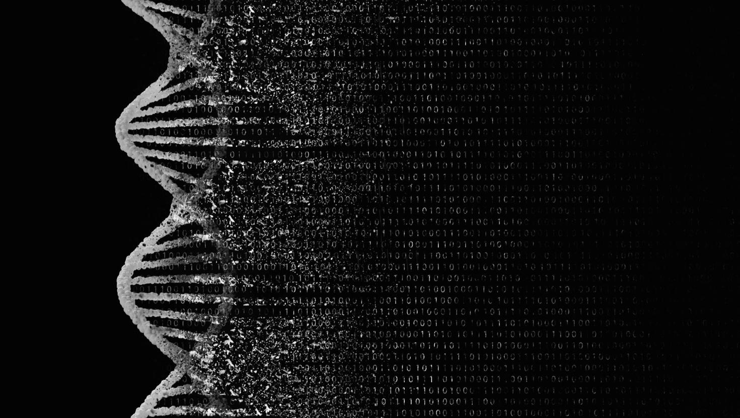 DNA decode, biological, genetic decoding concept. Genom map. Nanopore sequencing technology. 