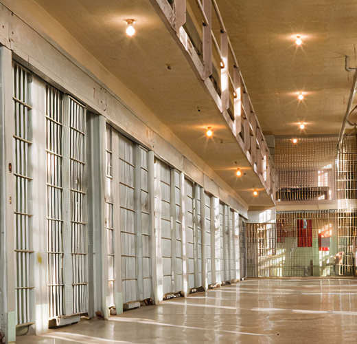 Empty prison cells.