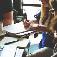 student working in a study group