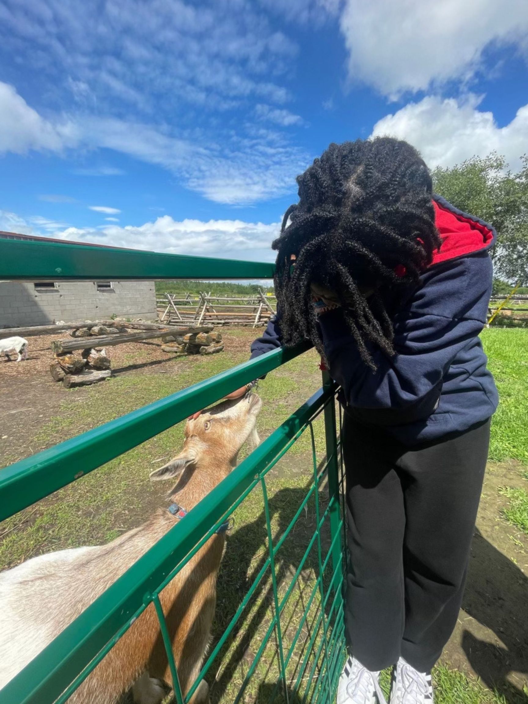 Participant with a goat