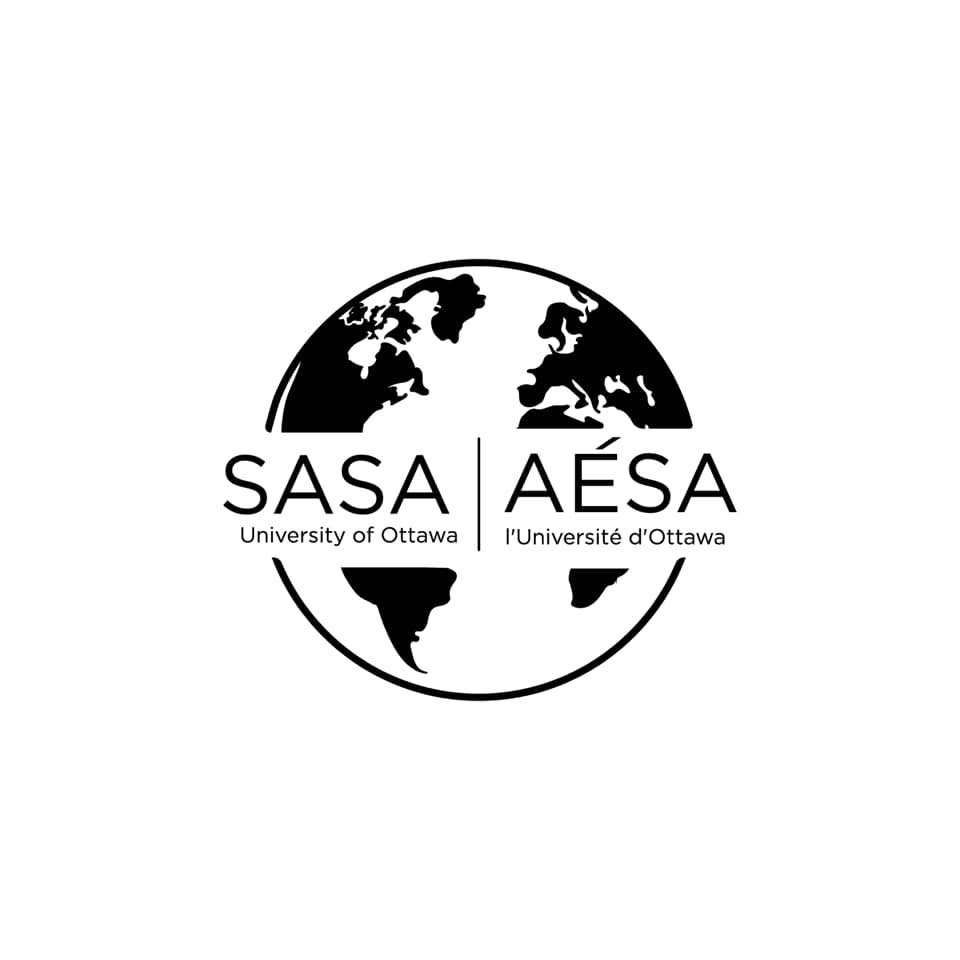 Official SASA logo representing the Sociology and Anthropology Students’ Association at the University of Ottawa, depicted within a world globe