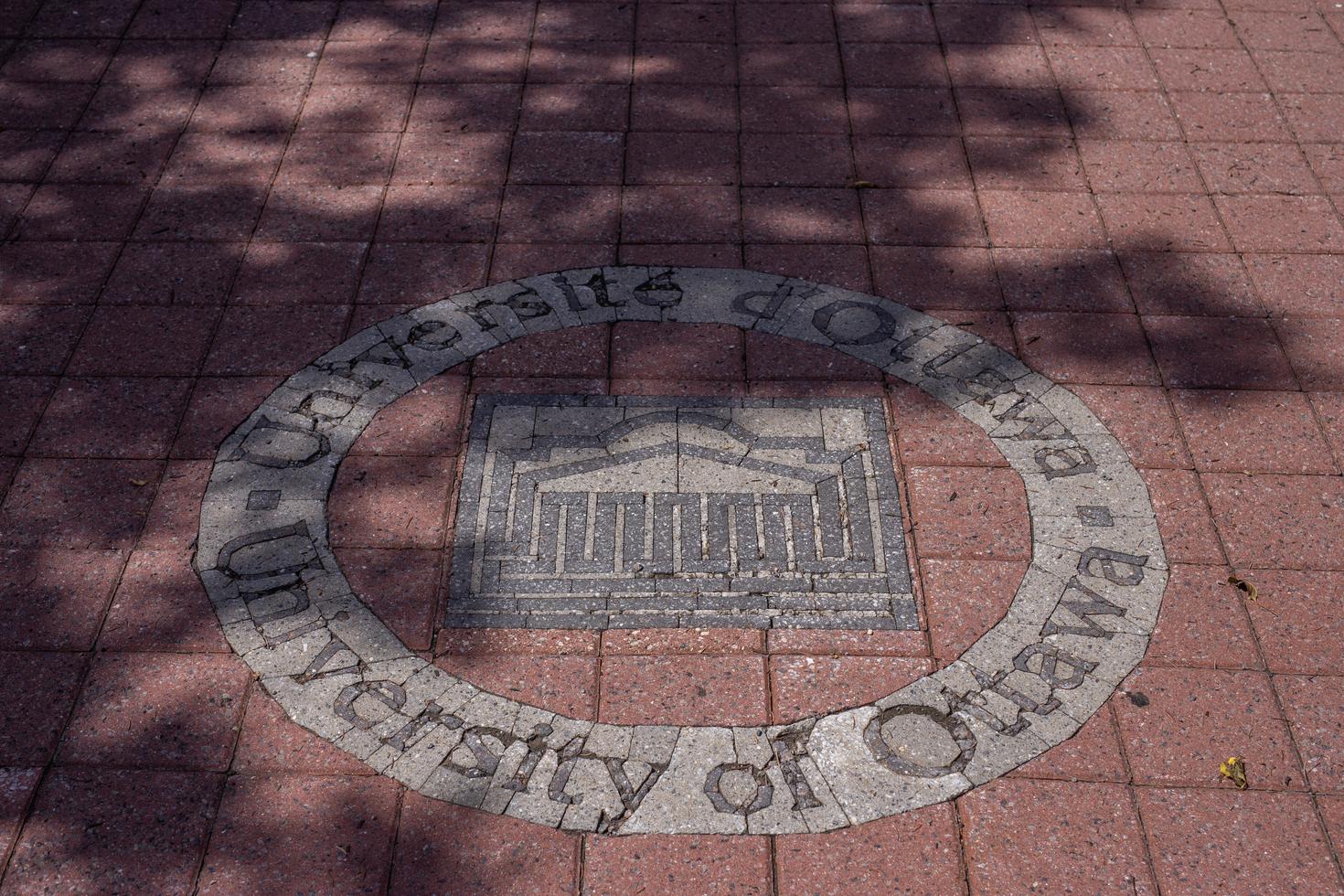 University logo on pavement