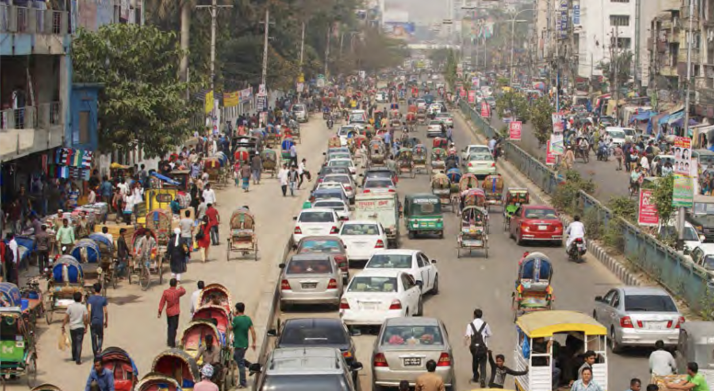 Busy road in a developing country