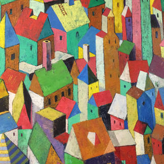 Several colorful houses 