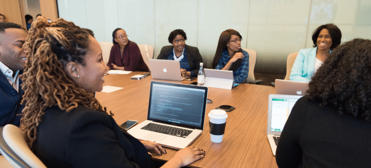 Program participants at a table