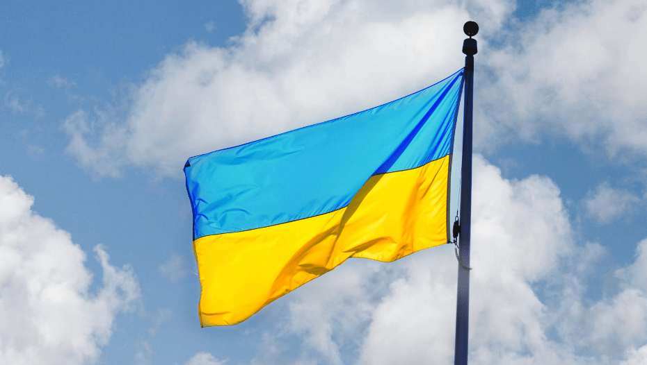 Ukrainian flag in the wind
