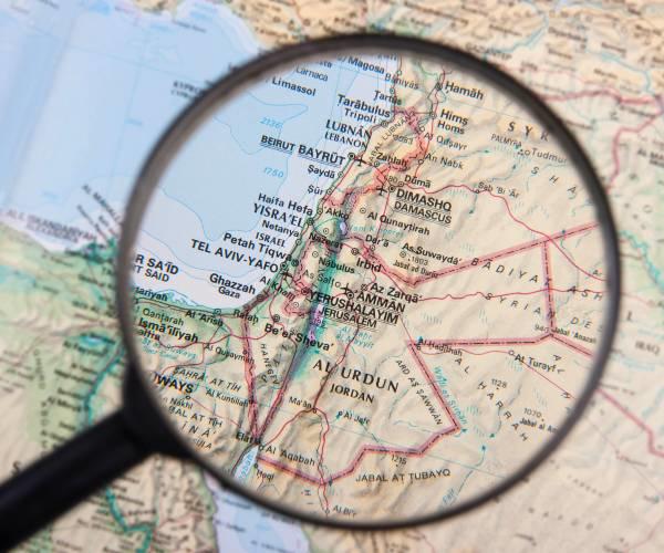 Magnifying glass on israel