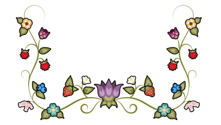 indigenous berries and flowers joined on a single vine