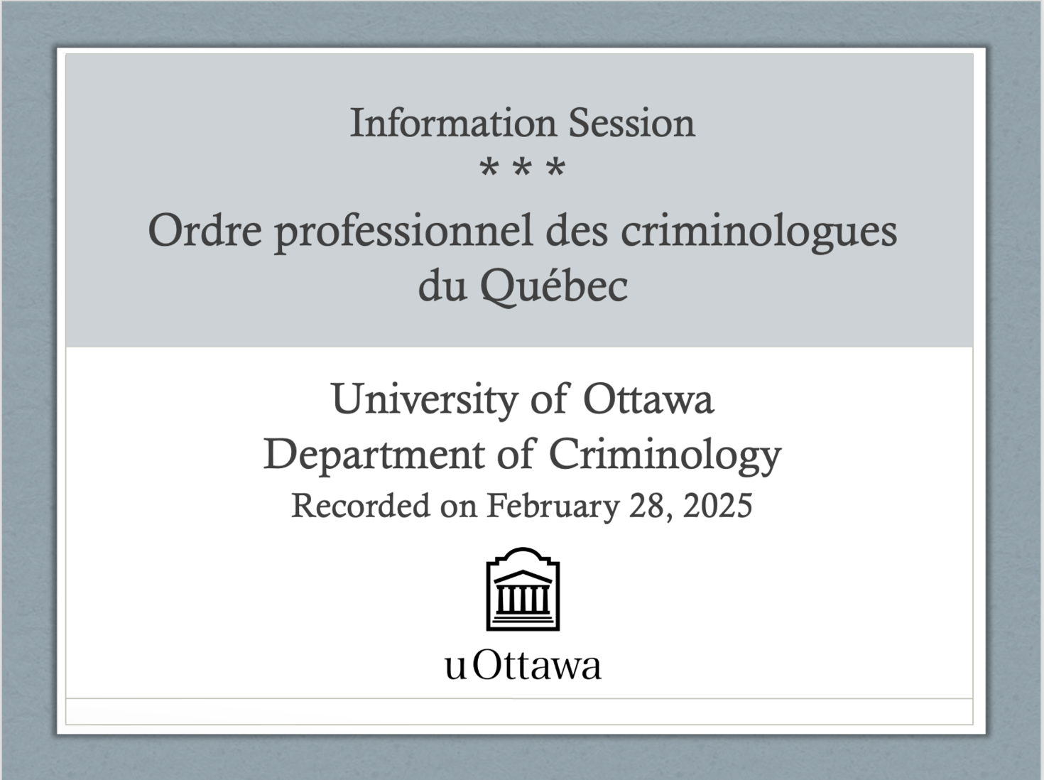 Information Session Power Point Introduction Slide 