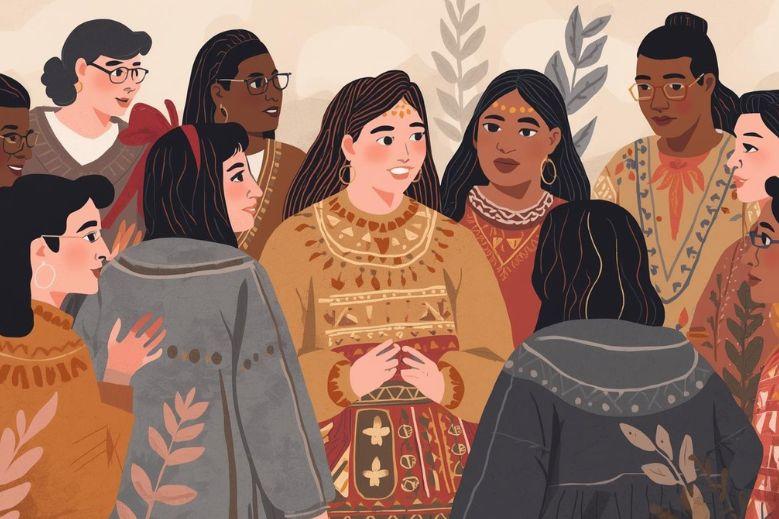 sketch of indigenous women 