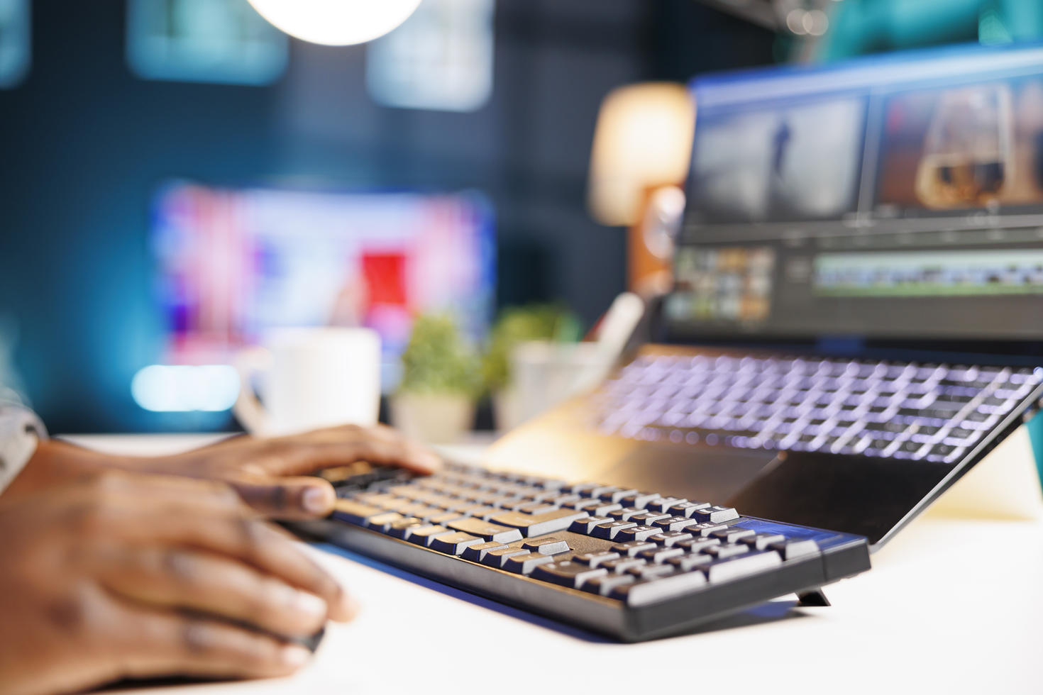 black individual working on a laptop