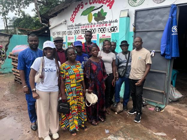 A student on an internship in Ivory Coast with her colleagues