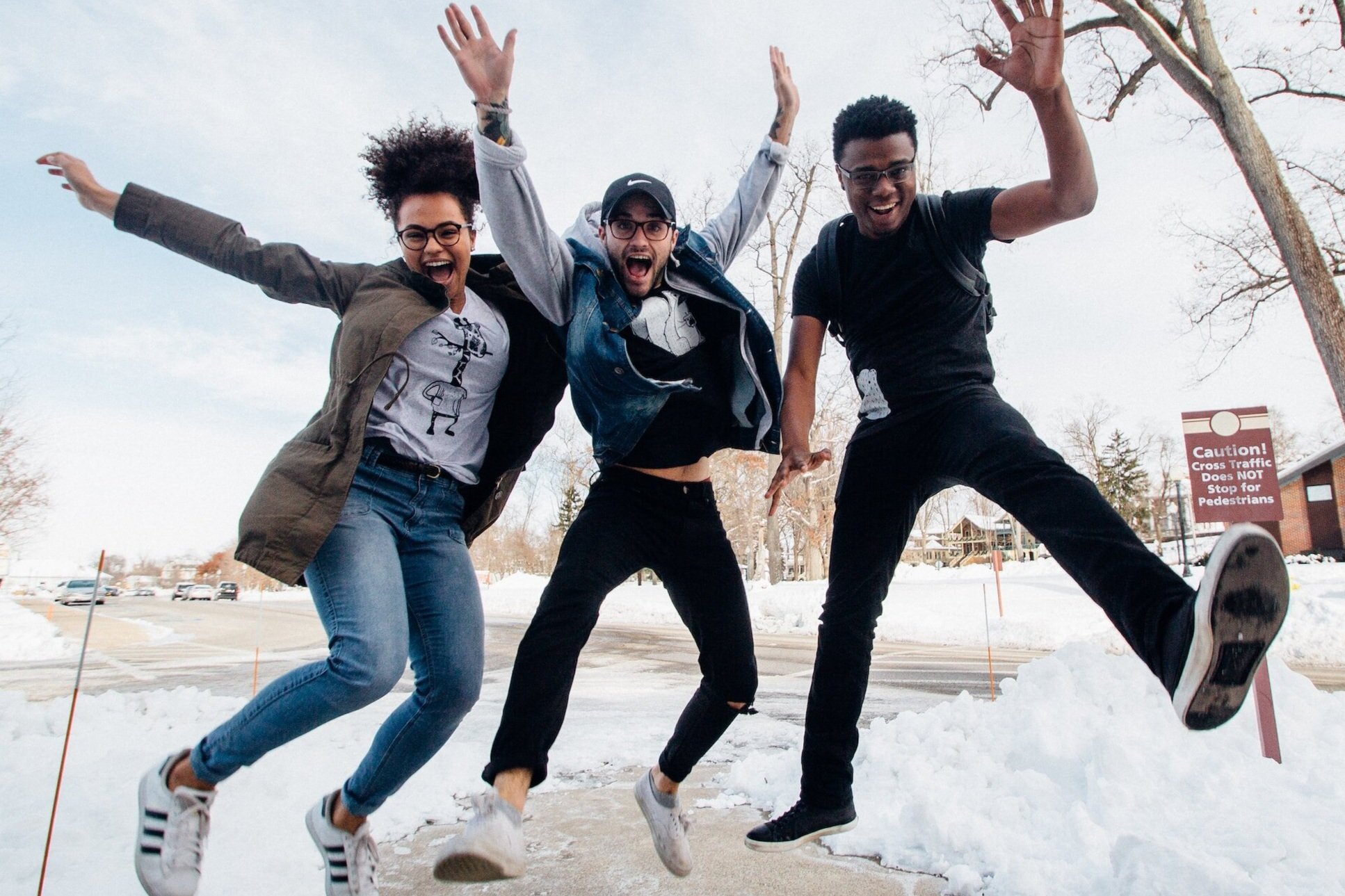 Students jumping in the air