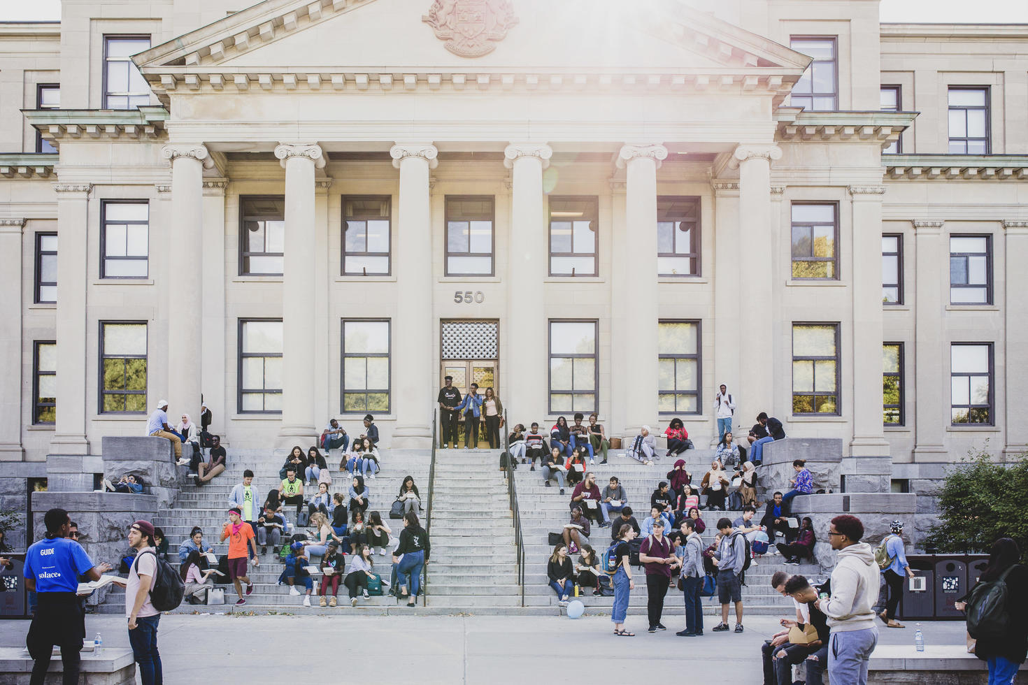 Tabaret Hall steps filled with students