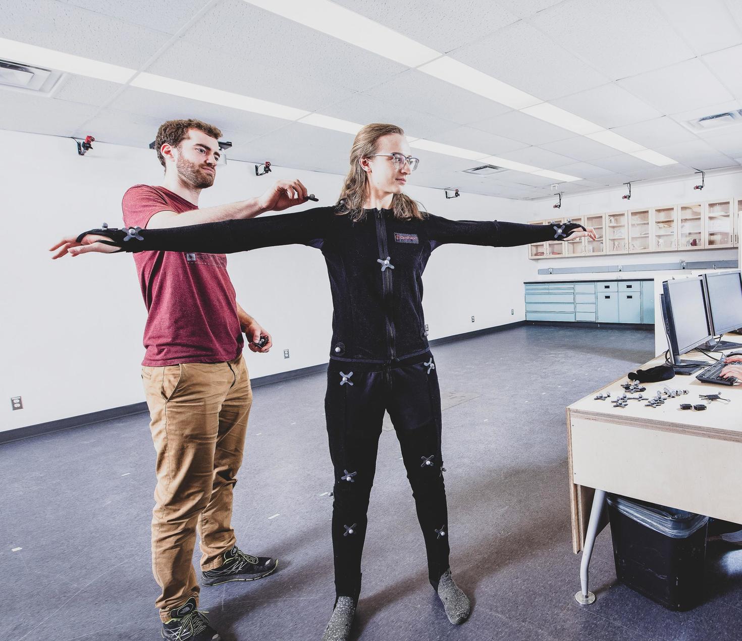 students testing out technology