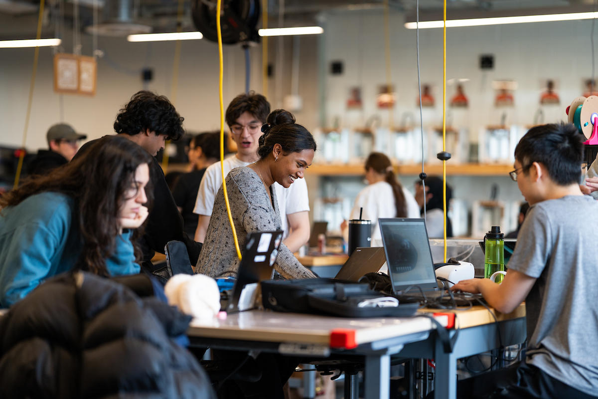 Students working in a class