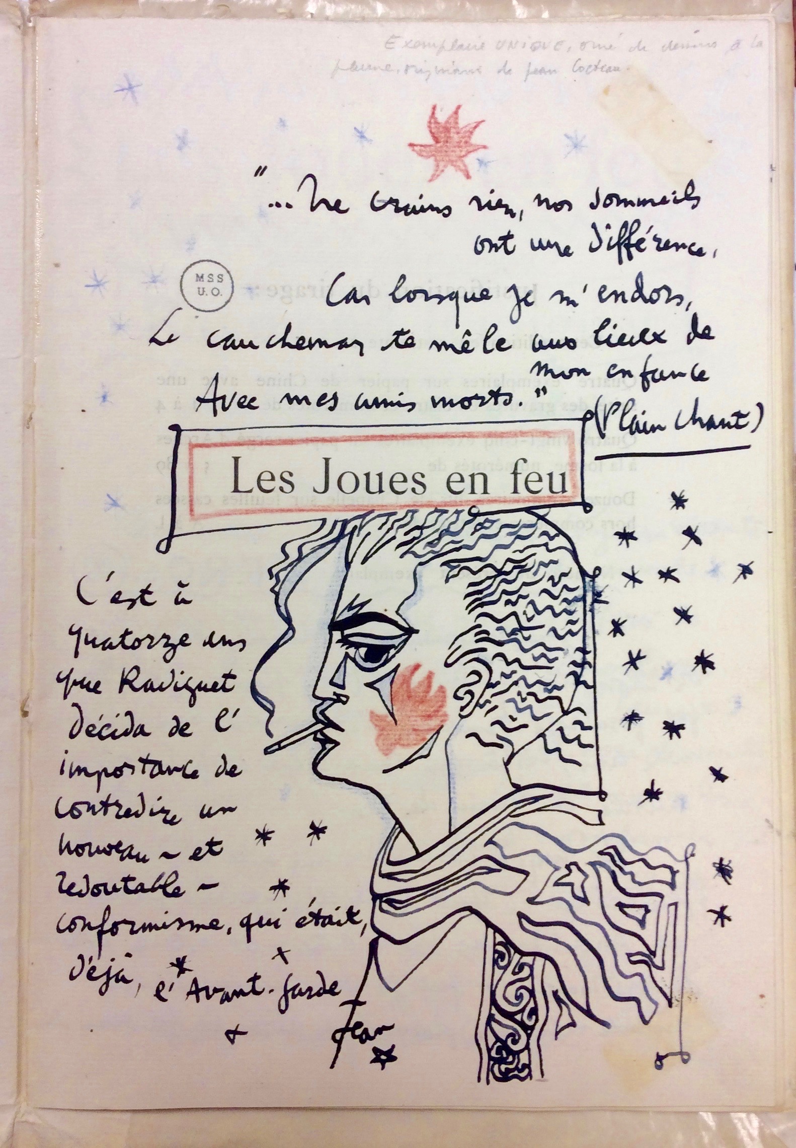 Les Joues en feu - Collection of poems by Raymond Radiguet, French manuscript collection, 30-005-S18-F3, ©Archives and Special Collections