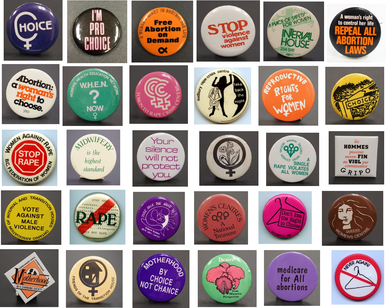 Buttons from the CWMA collection, ©Archives and Special Collections