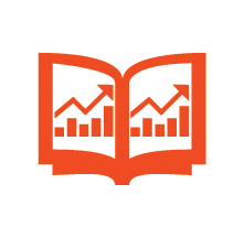 Book icon with stock chart with upward curve
