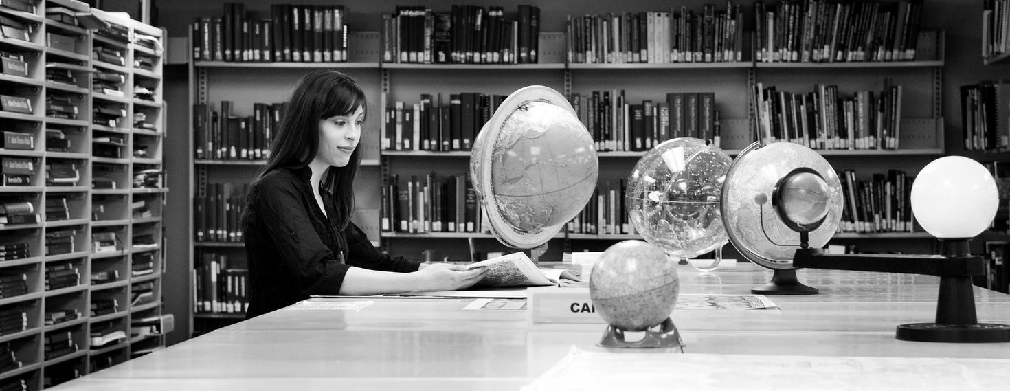 Person looking at globes