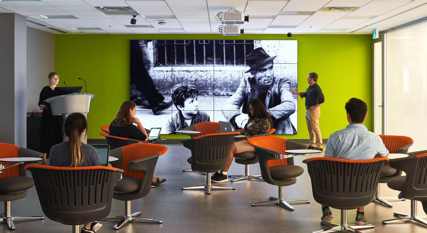 Students in learning center at CRX building