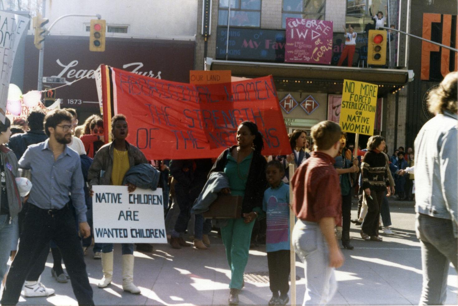 Image: International Women’s Day Demonstration, Toronto. 1987. CWMA Collection, 10-001 ©Archives and Special Collections.