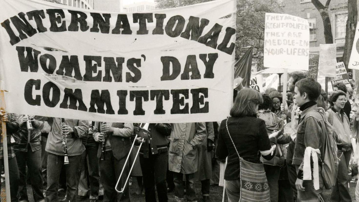 International Women’s Day (IWD) Committee at 1981 IWD demonstration in Toronto.