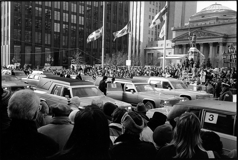 Funeral of the Polytechnique massacre victims. Place d’Armes, Montreal.