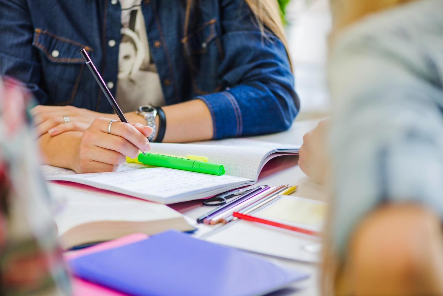 A student studying 