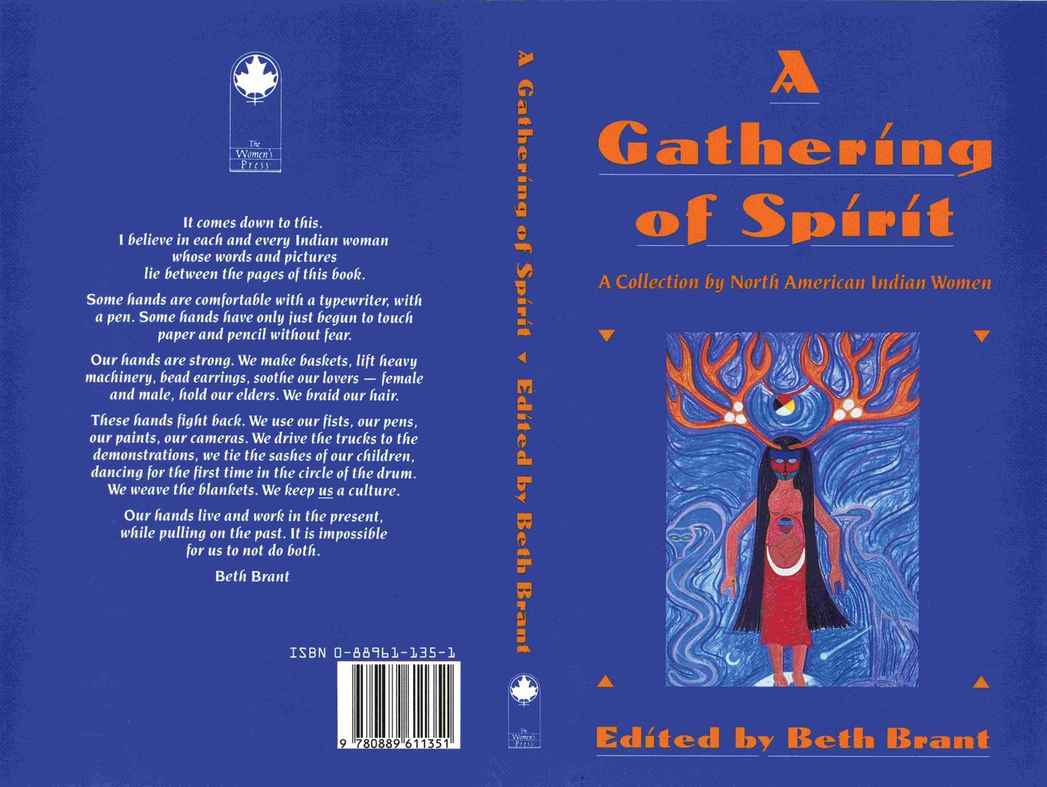 Beth Brant. A Gathering of Spirit. - Book cover mock up. 1989.- The Women’s Press Fonds. 10-012-S3-SS1-F7 