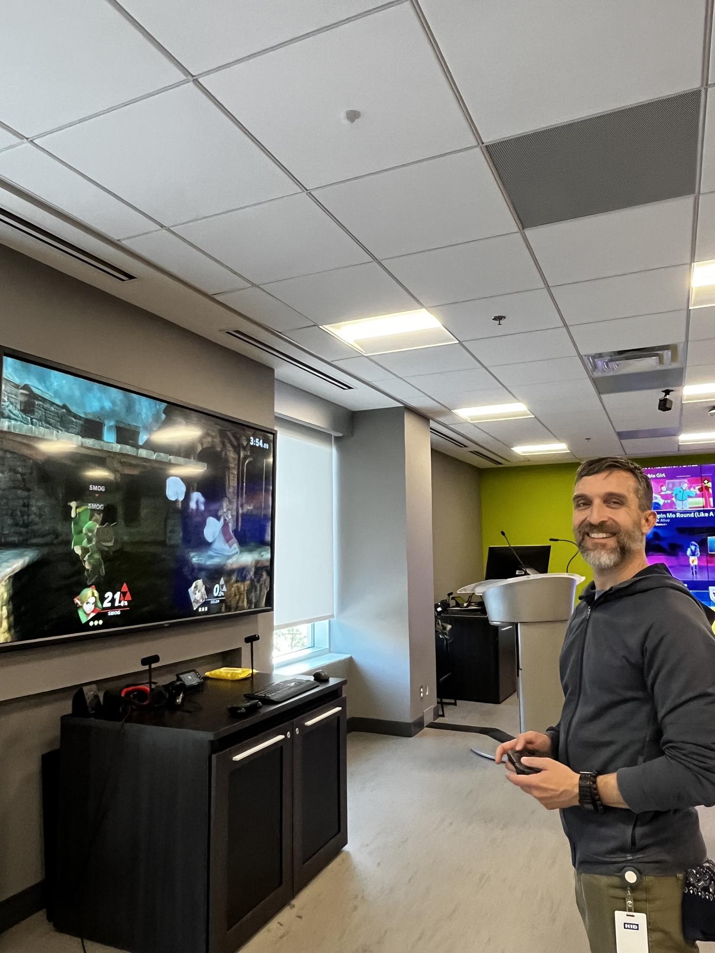 Mish Boutet playing video games at CRX