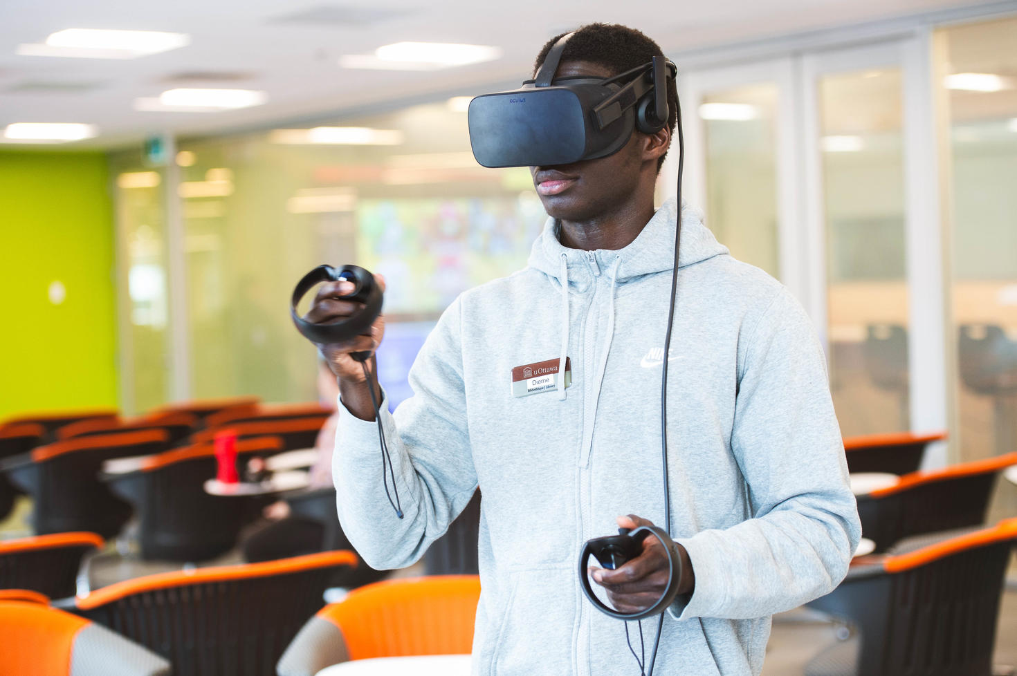 a student using VR