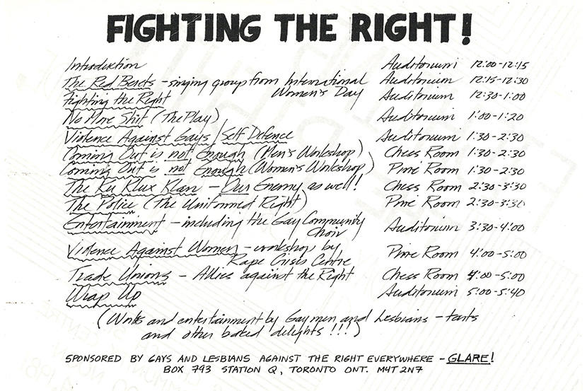 GLARE, “Fighting the Right!” flyer