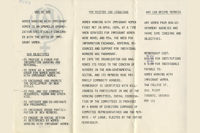 Brochure for Women Working With Immigrant Women 