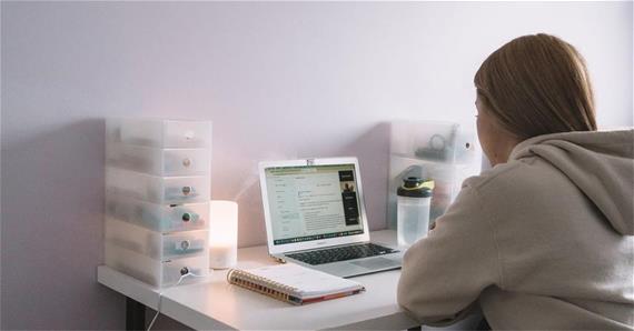 Student in front of a computer