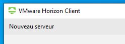 VMWare Horizon screen with input box to 'Enter the name of the Connection Server'