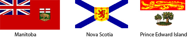 flags of Manitoba, Nova Scotia, Prince Edward Island